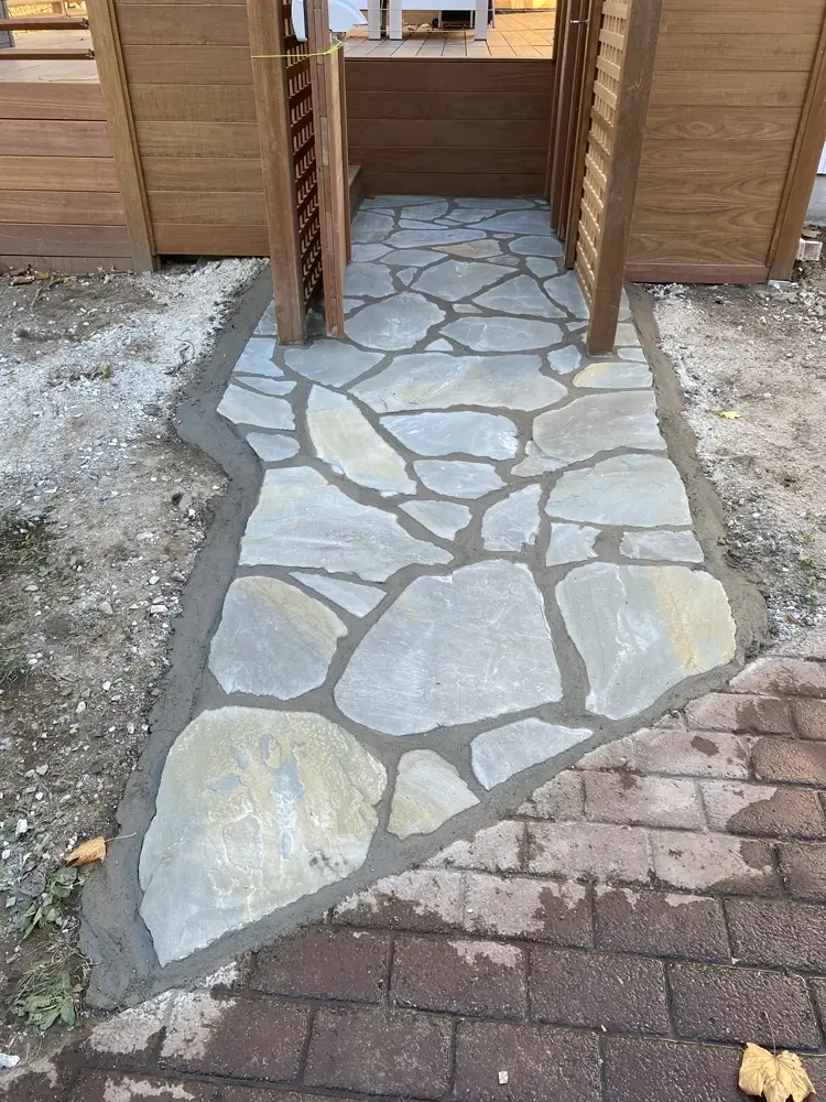 hardscaping new stone walkway