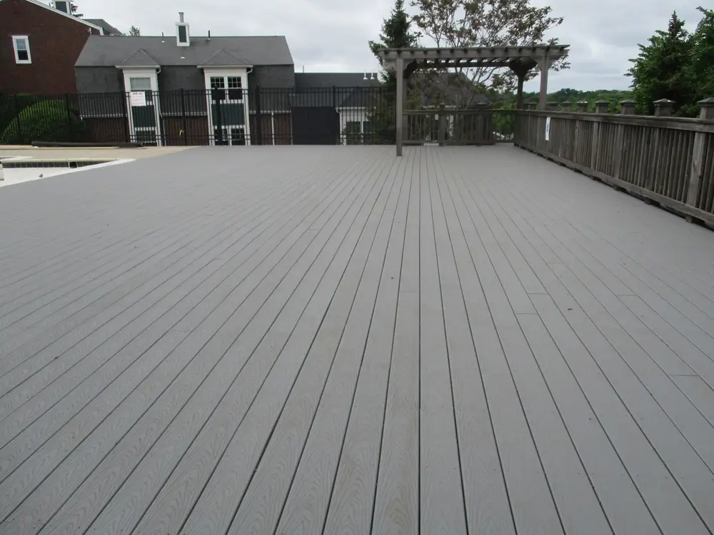 New pool deck with pergola