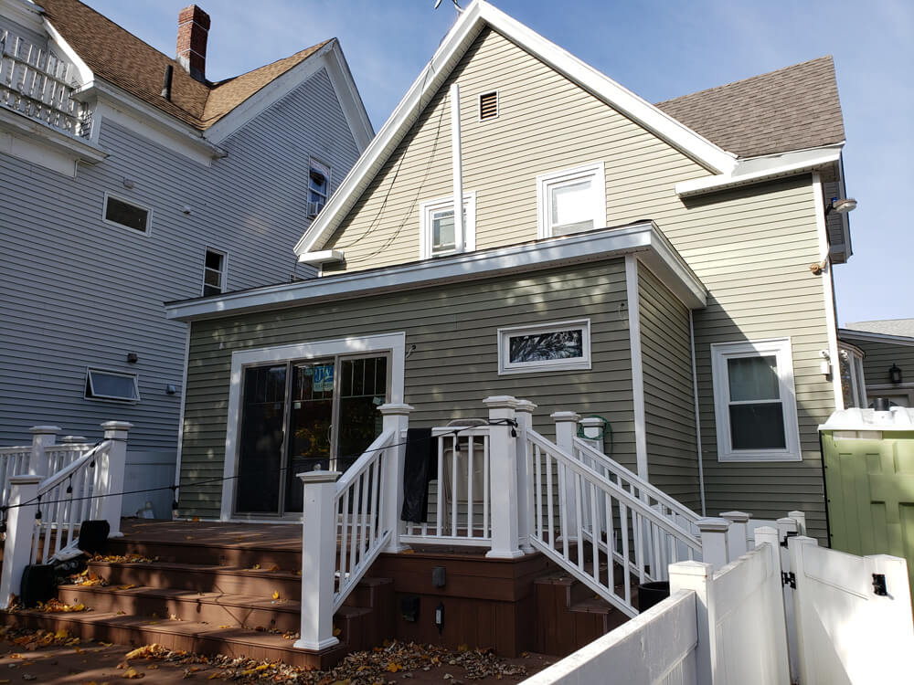 Home addition, new kitchen, exterior shot, construction completed