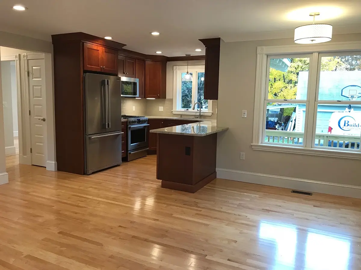 Newly remodeled kitchen, with hardwood floors, granite, countertops, cherry cabinets, and new appliances